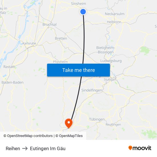 Reihen to Eutingen Im Gäu map