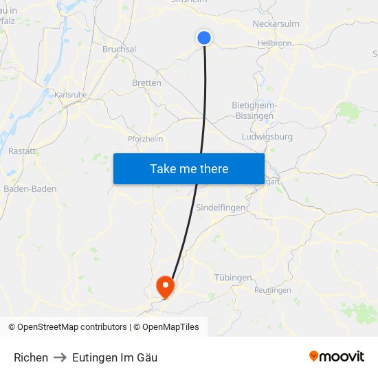 Richen to Eutingen Im Gäu map