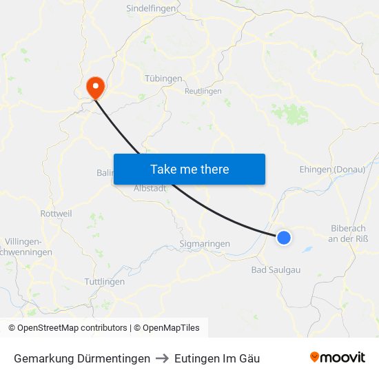 Gemarkung Dürmentingen to Eutingen Im Gäu map