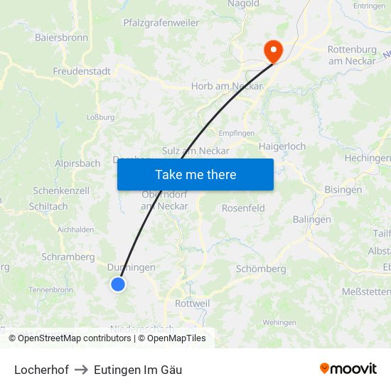 Locherhof to Eutingen Im Gäu map