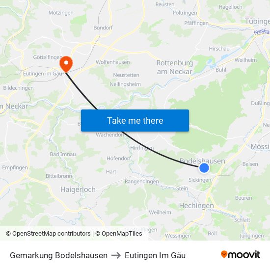 Gemarkung Bodelshausen to Eutingen Im Gäu map