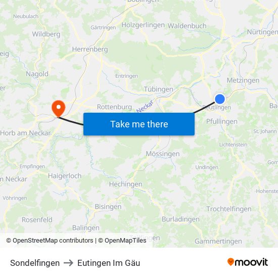 Sondelfingen to Eutingen Im Gäu map