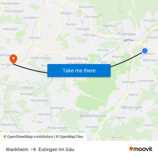 Wankheim to Eutingen Im Gäu map