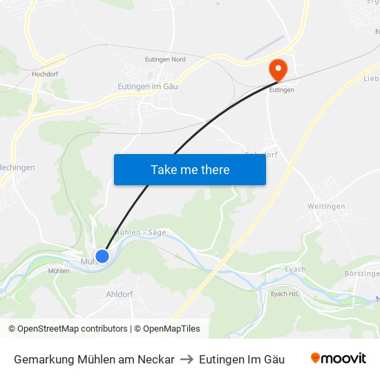 Gemarkung Mühlen am Neckar to Eutingen Im Gäu map
