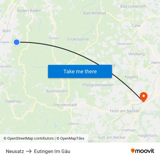Neusatz to Eutingen Im Gäu map