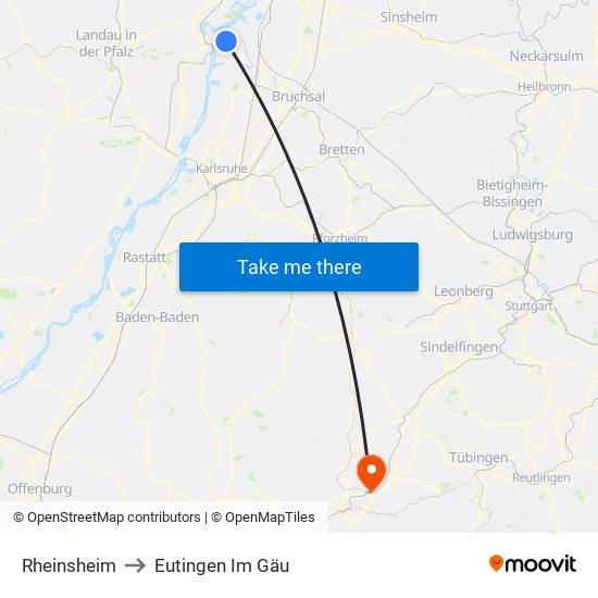 Rheinsheim to Eutingen Im Gäu map