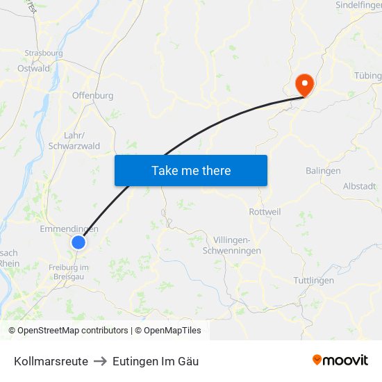 Kollmarsreute to Eutingen Im Gäu map