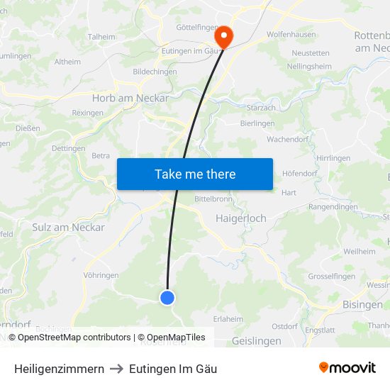 Heiligenzimmern to Eutingen Im Gäu map