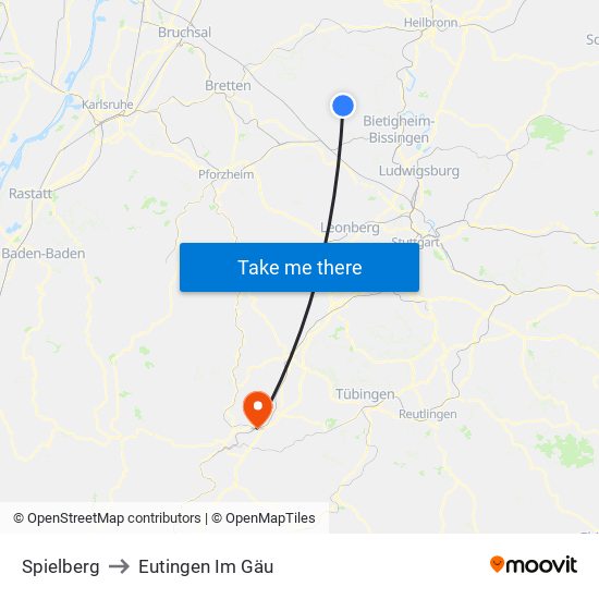 Spielberg to Eutingen Im Gäu map