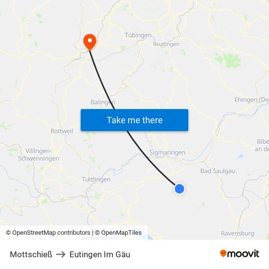 Mottschieß to Eutingen Im Gäu map