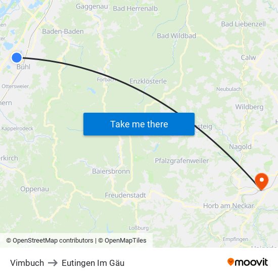 Vimbuch to Eutingen Im Gäu map