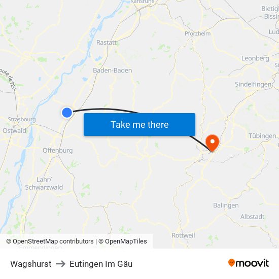 Wagshurst to Eutingen Im Gäu map