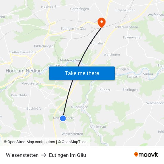 Wiesenstetten to Eutingen Im Gäu map
