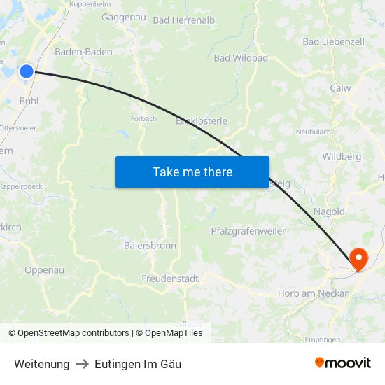 Weitenung to Eutingen Im Gäu map