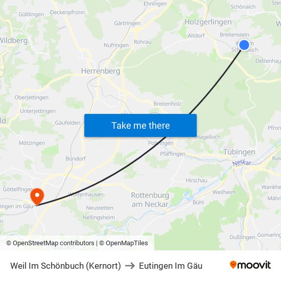 Weil Im Schönbuch (Kernort) to Eutingen Im Gäu map