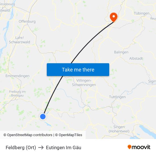 Feldberg (Ort) to Eutingen Im Gäu map