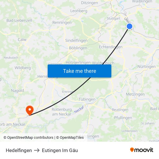 Hedelfingen to Eutingen Im Gäu map