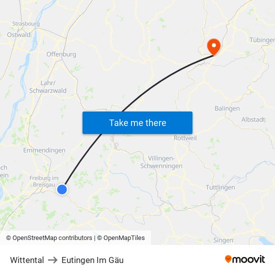 Wittental to Eutingen Im Gäu map