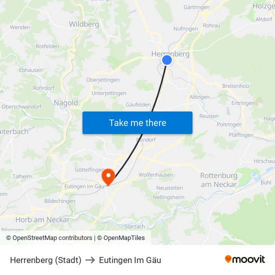 Herrenberg (Stadt) to Eutingen Im Gäu map