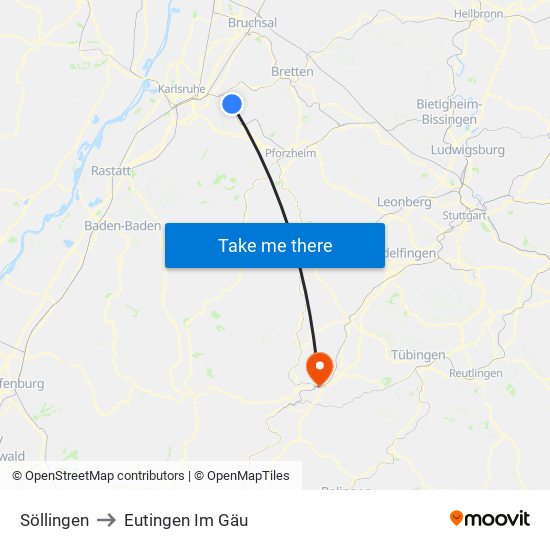 Söllingen to Eutingen Im Gäu map