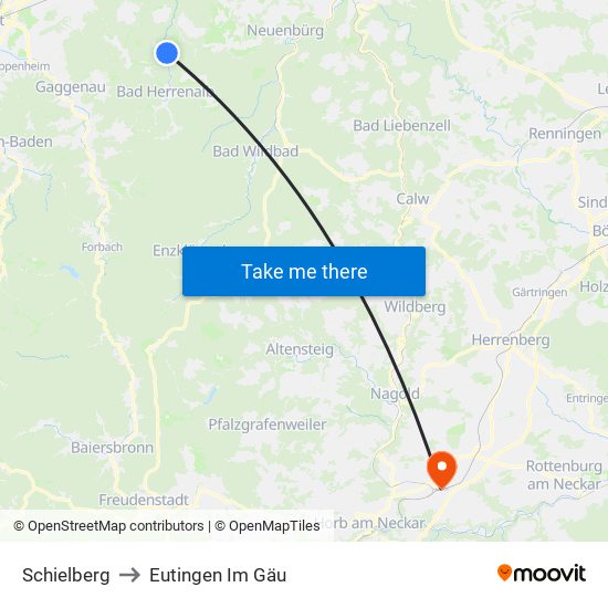Schielberg to Eutingen Im Gäu map