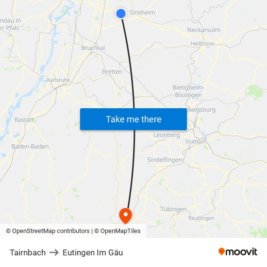 Tairnbach to Eutingen Im Gäu map