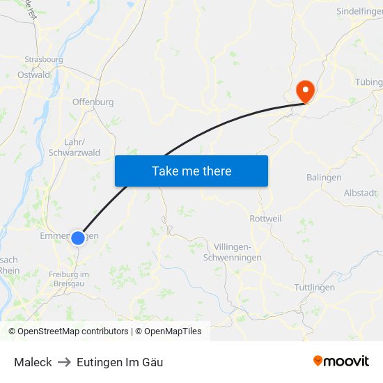 Maleck to Eutingen Im Gäu map