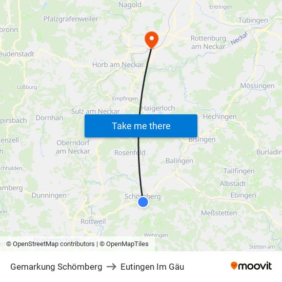 Gemarkung Schömberg to Eutingen Im Gäu map