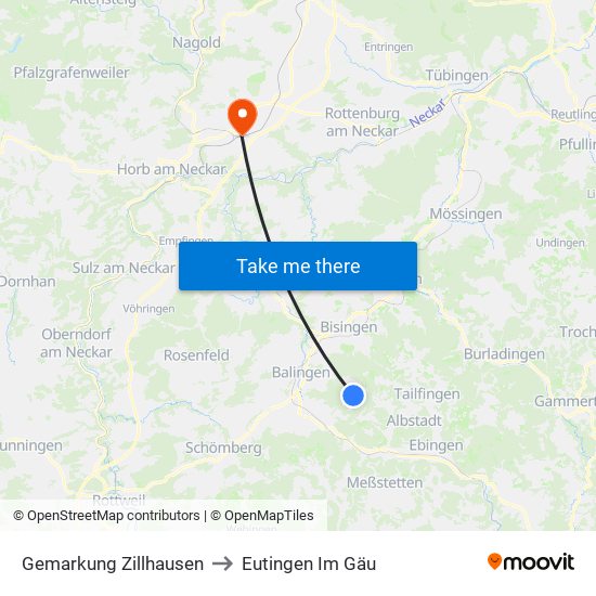 Gemarkung Zillhausen to Eutingen Im Gäu map