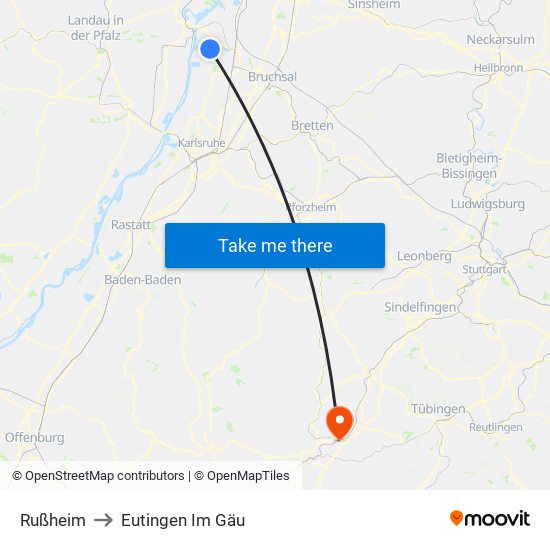 Rußheim to Eutingen Im Gäu map