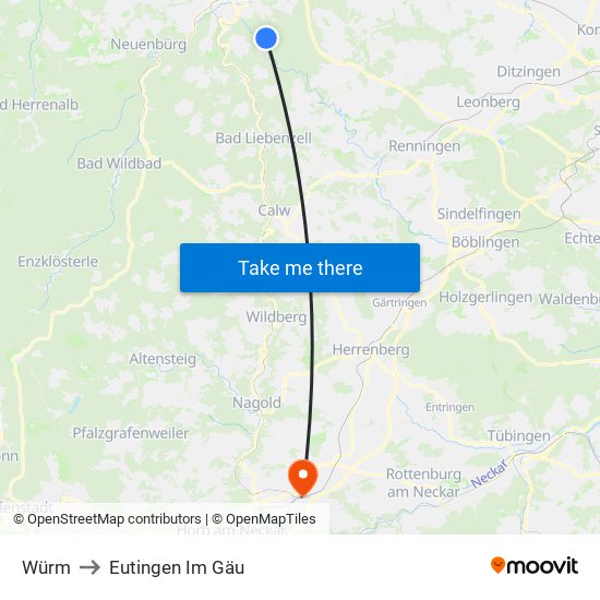 Würm to Eutingen Im Gäu map