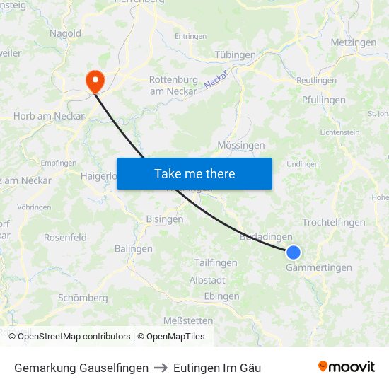 Gemarkung Gauselfingen to Eutingen Im Gäu map