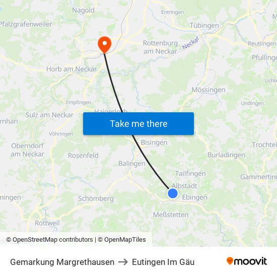 Gemarkung Margrethausen to Eutingen Im Gäu map