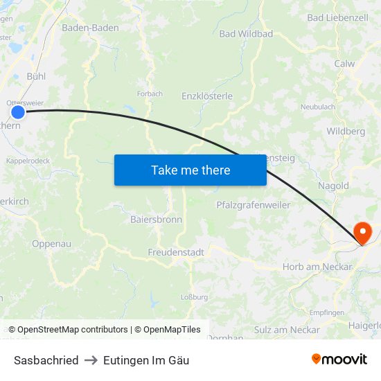 Sasbachried to Eutingen Im Gäu map