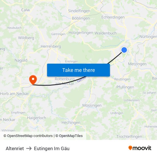 Altenriet to Eutingen Im Gäu map