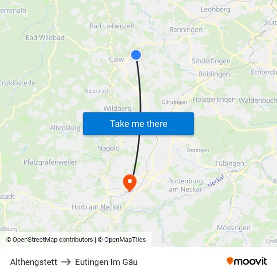 Althengstett to Eutingen Im Gäu map