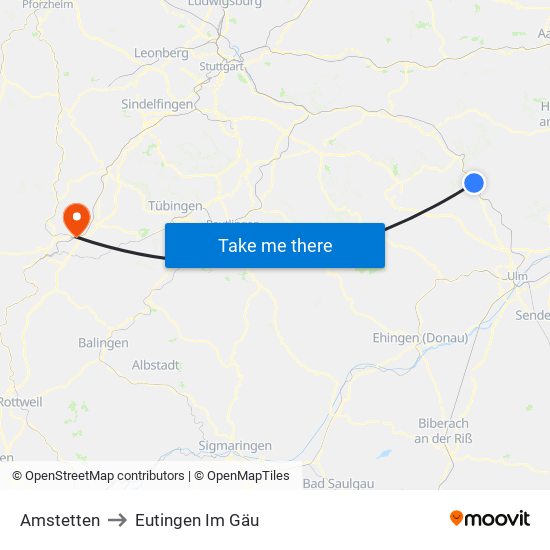 Amstetten to Eutingen Im Gäu map