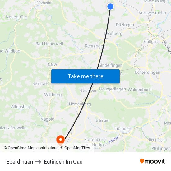 Eberdingen to Eutingen Im Gäu map