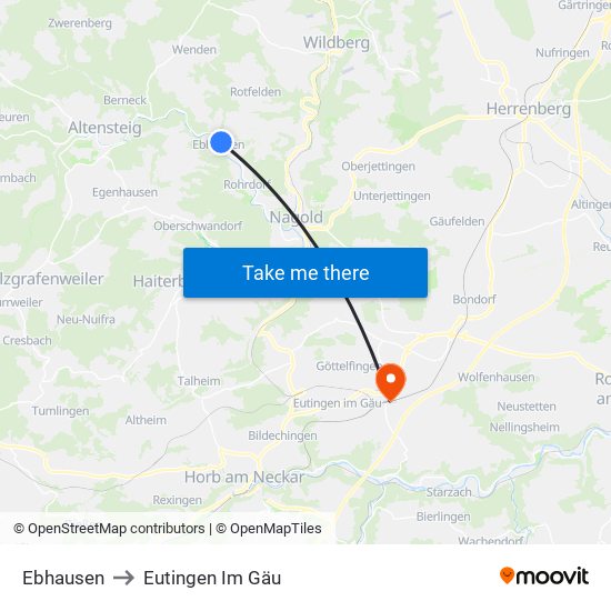 Ebhausen to Eutingen Im Gäu map