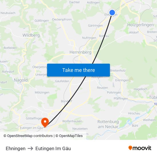 Ehningen to Eutingen Im Gäu map