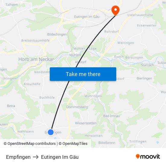 Empfingen to Eutingen Im Gäu map