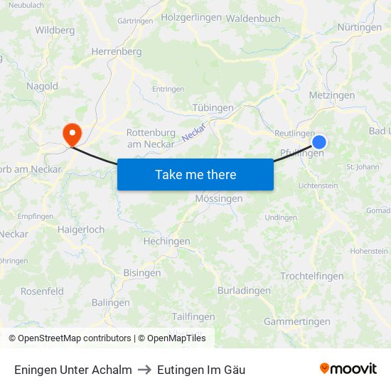 Eningen Unter Achalm to Eutingen Im Gäu map