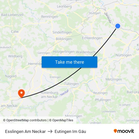 Esslingen Am Neckar to Eutingen Im Gäu map