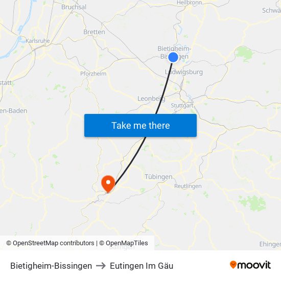 Bietigheim-Bissingen to Eutingen Im Gäu map