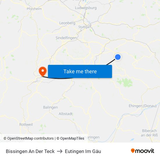 Bissingen An Der Teck to Eutingen Im Gäu map
