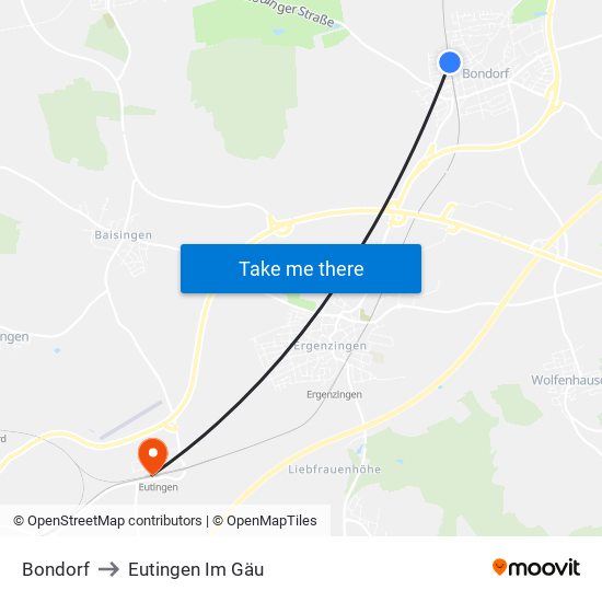 Bondorf to Eutingen Im Gäu map