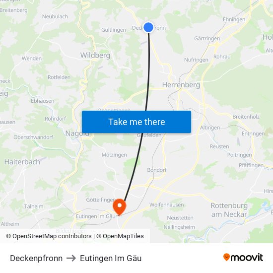 Deckenpfronn to Eutingen Im Gäu map