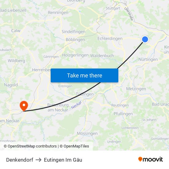 Denkendorf to Eutingen Im Gäu map