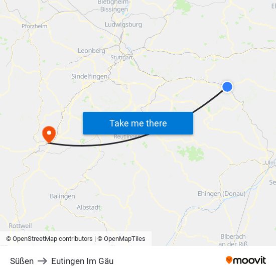 Süßen to Eutingen Im Gäu map