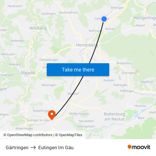 Gärtringen to Eutingen Im Gäu map